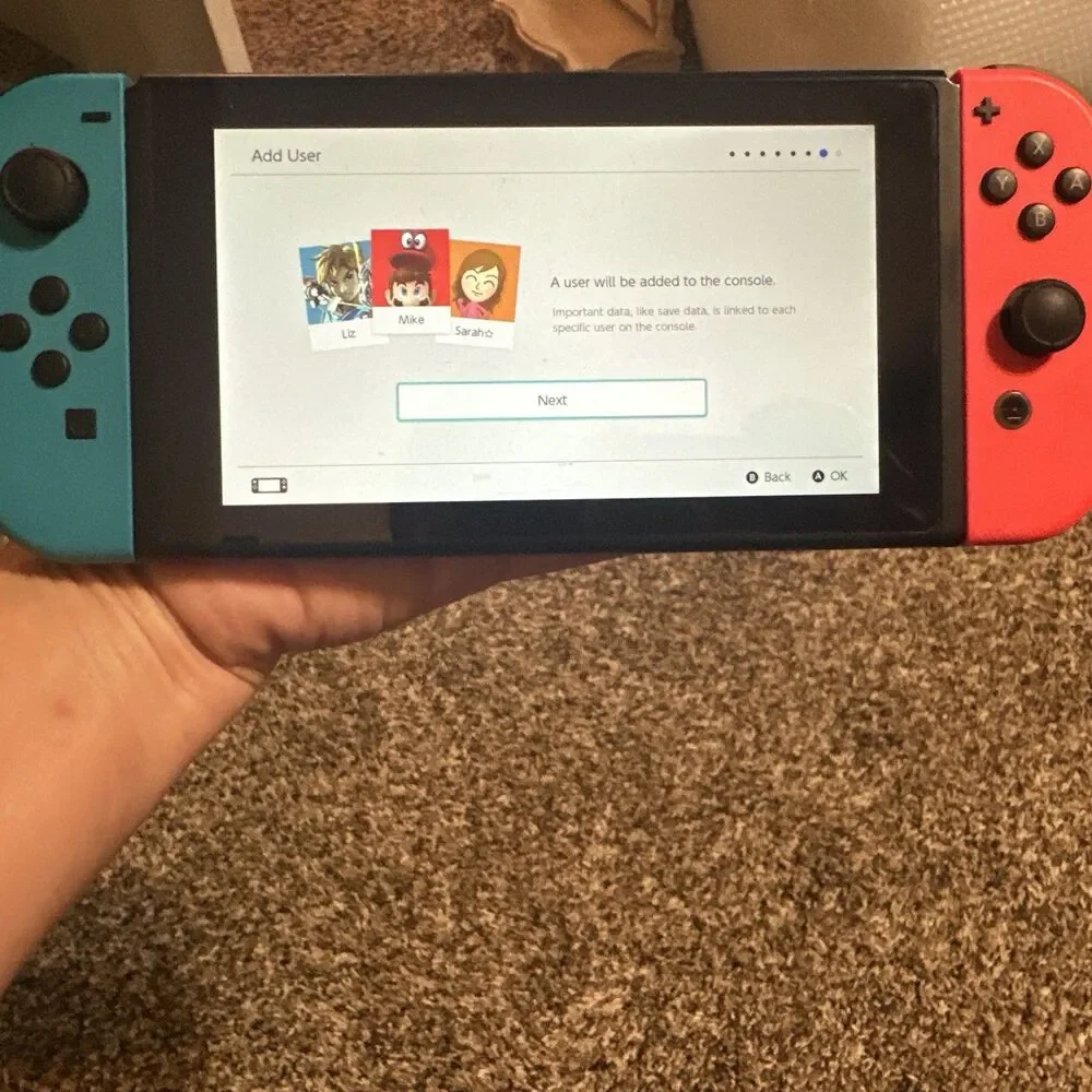 Nintendo Switch HAC-001(-01) 32GB Neon Red Blue Joy-Con Tested Working Reset
